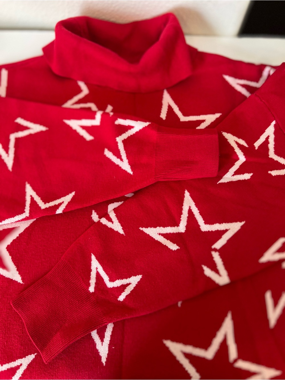 Livi for Lane Bryant Red Turtleneck Sweater with White Star Pattern